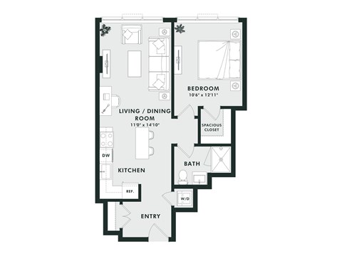 A black and white image of a floor plan for a home.